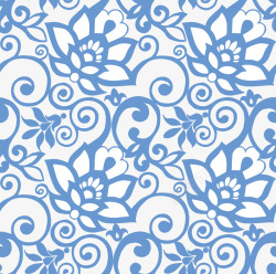 蓝色花卉背景图矢量图素材