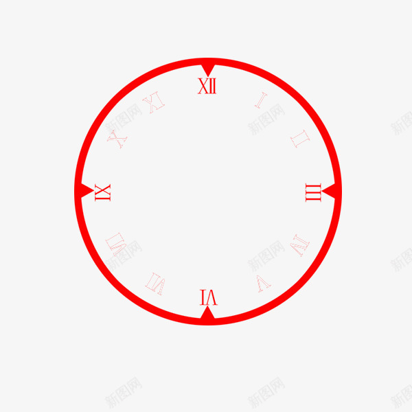 抽象简洁时钟png免抠素材_新图网 https://ixintu.com 抽象时钟 简洁刻时 红色时钟 表盘