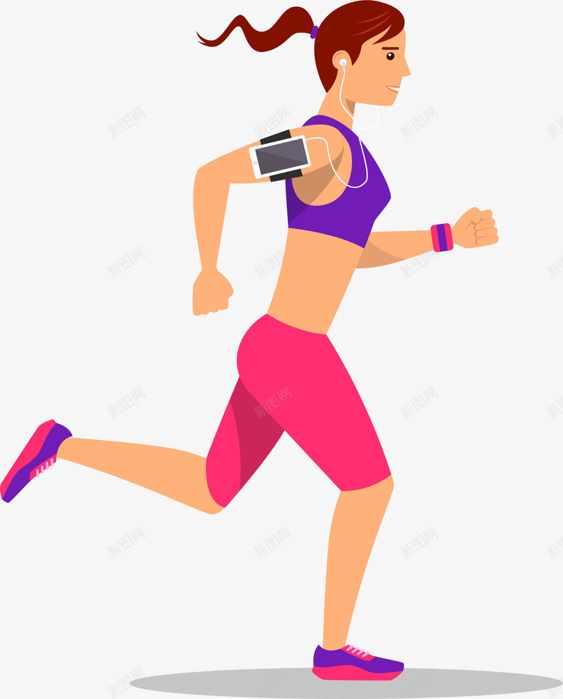 奔跑运动的女人插画png免抠素材_新图网 https://ixintu.com 人物插画 健身 奔跑运动 女人插画 锻炼 飞奔