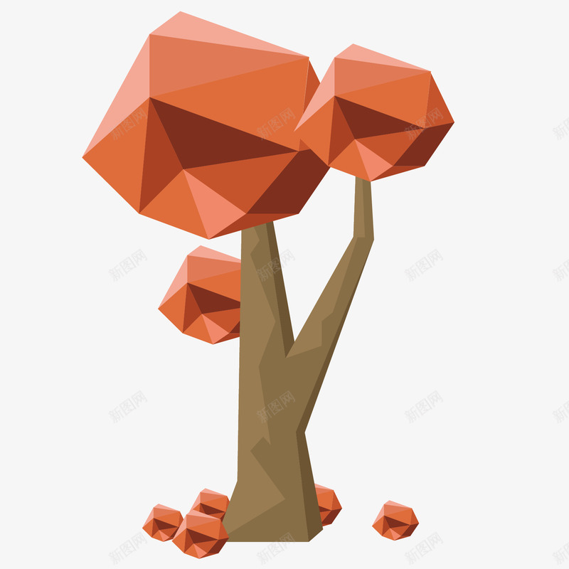 多边形红色树矢量图eps免抠素材_新图网 https://ixintu.com 三角形 创意 多边形 树 棕色 红色 装饰 矢量图