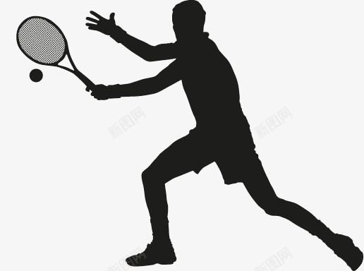 打网球的人物剪影png免抠素材_新图网 https://ixintu.com 男子运动网球人物剪影运动员