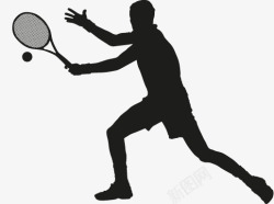 矢量男子网球打网球的人物剪影高清图片