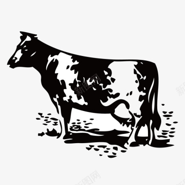 手绘奶牛矢量图图标图标