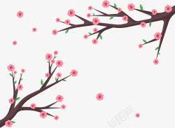 卡通手绘春天浪漫樱花装饰矢量图素材