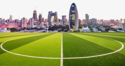绿色建筑群城市足球场高清图片