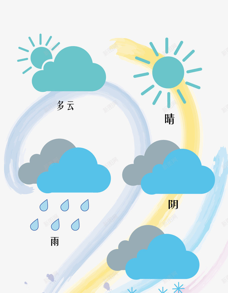 com 下雨 云朵 免抠素材 图标 天气 天气图标 天气预报 太阳 矢量图