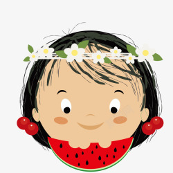 吃着西瓜的小孩美丽的西瓜宝宝矢量图高清图片