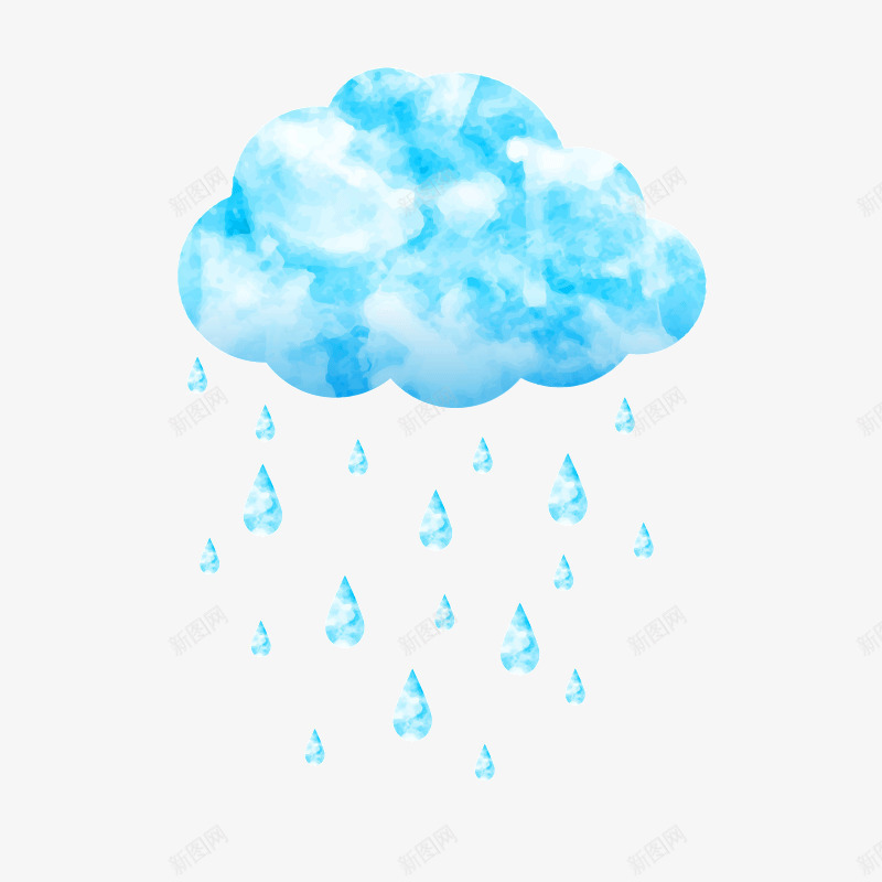 水彩雨滴png免抠素材_新图网 https://ixintu.com 云朵 天气 雨水