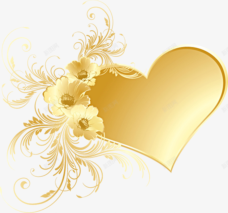 创意合成金色质感爱心形状花卉png免抠素材_新图网 https://ixintu.com 创意 合成 形状 爱心 花卉 质感 金色