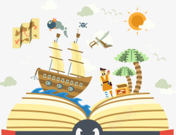 海盗船素材书中的海盗世界插画高清图片