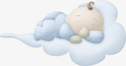 云朵上睡觉的宝宝素材