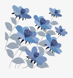 蓝色花卉装饰矢量图素材