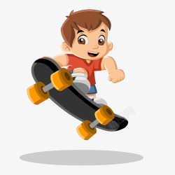儿童街头滑板卡通玩滑板的男孩人物矢量图高清图片