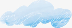 蓝色手绘白云创意漫画素材