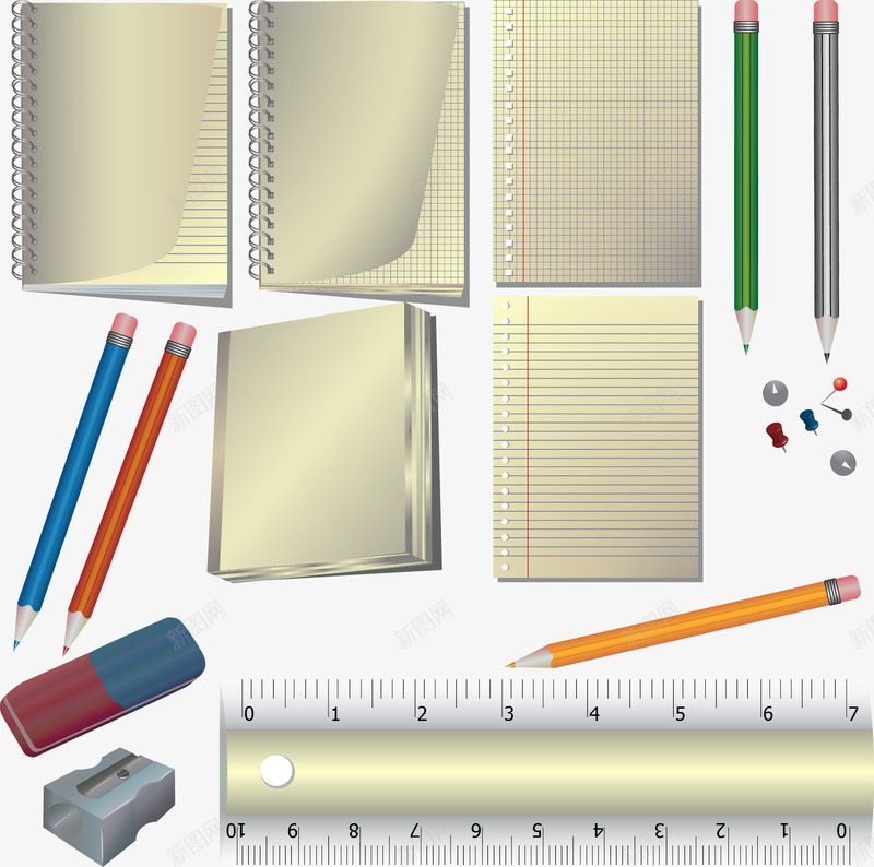 办公用品图标png_新图网 https://ixintu.com 2 办公图标圆规三角尺铅笔曲尺刻刀半圆仪支持见到笔曲回针橡皮擦钢笔旋笔刀笔记本练习本矢量素材