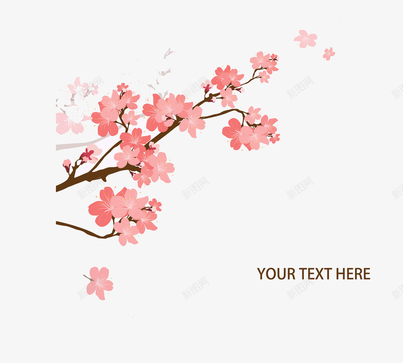 樱花图案png免抠素材_新图网 https://ixintu.com 枝丫 樱花 樱花边框 油画 粉色
