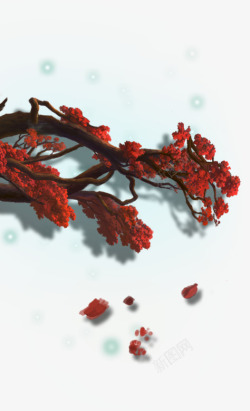 红色树叶树枝背景素材
