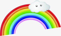 七彩彩虹拱桥卡通白云素材