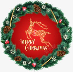 珠串方框圣诞节圣诞花圈小鹿高清图片