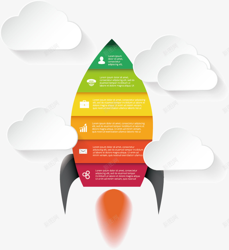 创意火箭矢量图eps免抠素材_新图网 https://ixintu.com ppt元素 图表 火箭 白云 矢量图