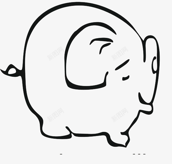 黑白卡通猪剪影png免抠素材_新图网 https://ixintu.com 动物 动物剪影 卡通动物 猪 猪剪影 简洁 黑白线稿