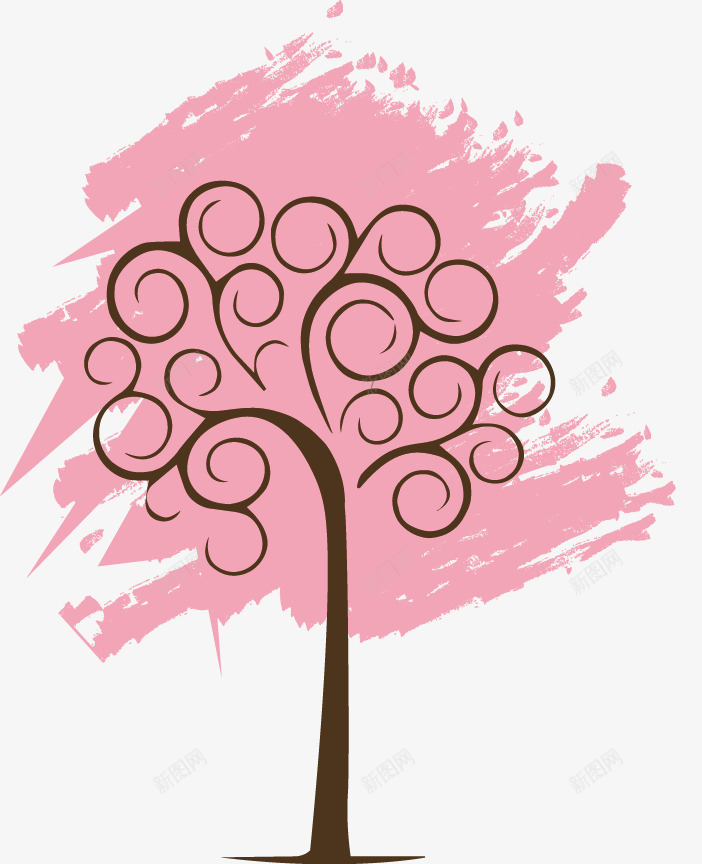卡通手绘粉色的樱花树矢量图ai免抠素材_新图网 https://ixintu.com 创意 动漫动画 卡通手绘 大树 水彩 矢量图 简约 粉色的樱花树