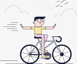 自行车轮胎印男孩骑自行车矢量图高清图片