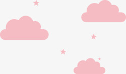 可爱卡通粉红色的云朵和星星矢量图素材
