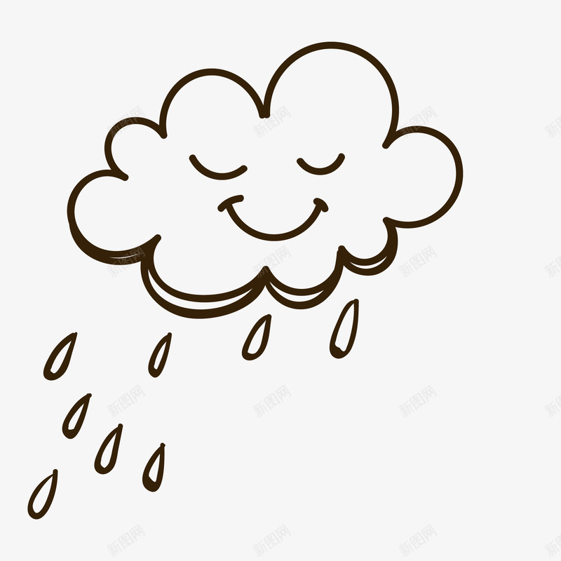 卡通创意手绘下雨的云朵矢量图ai免抠素材_新图网 https://ixintu.com 下雨 云朵 卡通 图案 微笑 手绘 矢量图 简笔画 绘画 阴雨天气