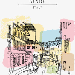 威尼斯城市插画素材
