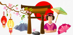 樱花和服日本元素高清图片