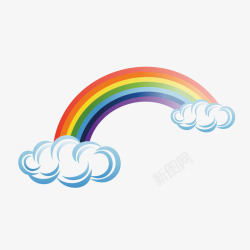 彩虹云朵卡通装饰矢量图素材