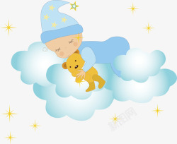 婴儿蓝色纸尿裤睡觉的婴儿矢量图高清图片