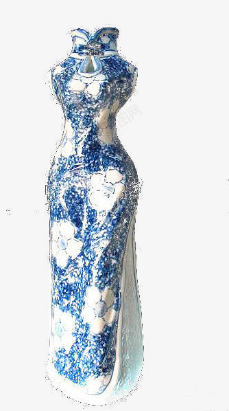旗袍png免抠素材_新图网 https://ixintu.com 中国风 古典花瓶 淡雅 花卉装饰 蓝白 陶瓷
