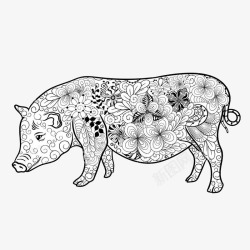 花纹猪简笔画素材