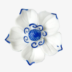 蓝白青花瓷花素材