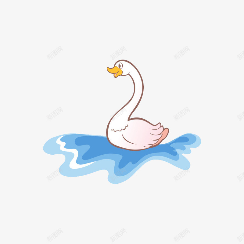 戏水的大白鹅卡通png免抠素材_新图网 https://ixintu.com 动物 卡通 大白鹅 戏水