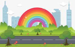 美丽街道城市街道美丽彩虹矢量图高清图片