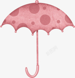 手绘圆点红雨伞素材