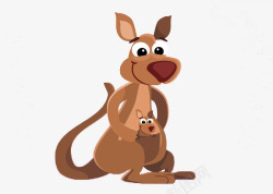 棕色袋鼠免抠卡通动物高清图片