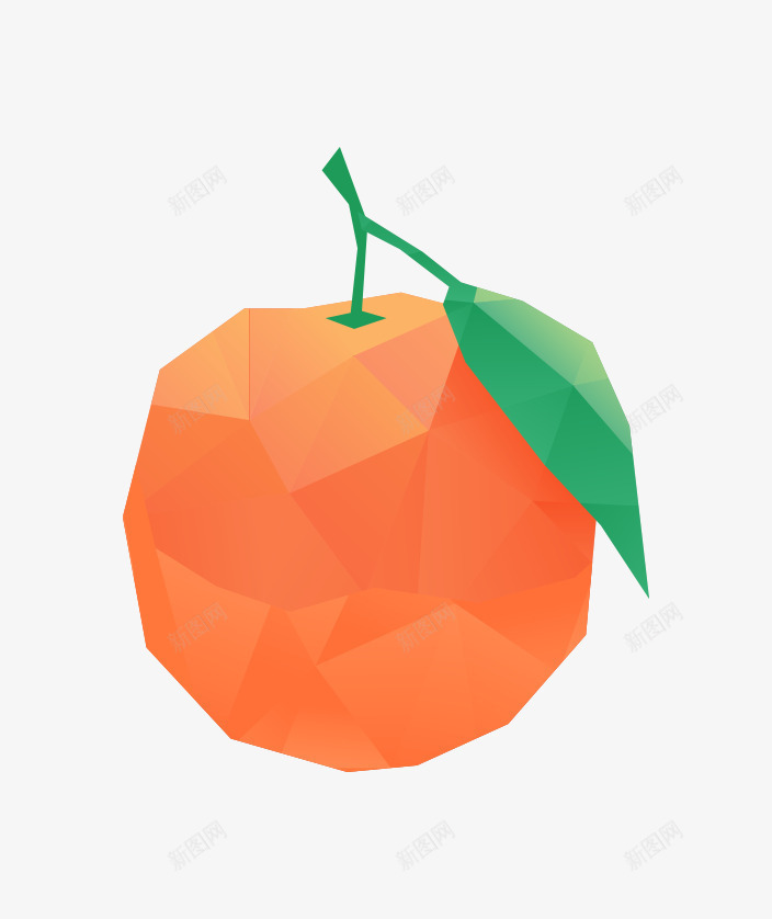 几何橘子png免抠素材_新图网 https://ixintu.com 三角拼贴 几何 橘子 橙色