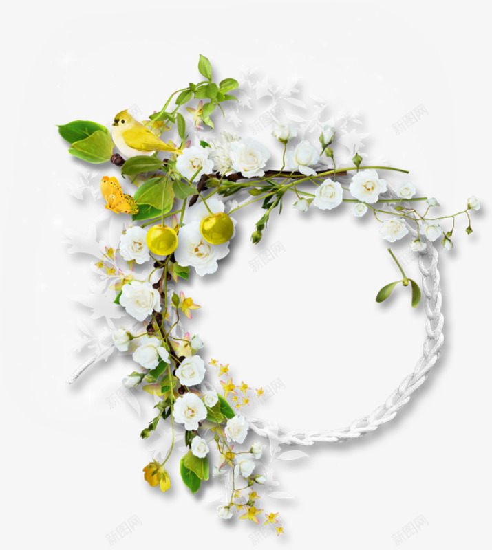 白色花环创意植物png免抠素材_新图网 https://ixintu.com 创意 植物 白色 花环