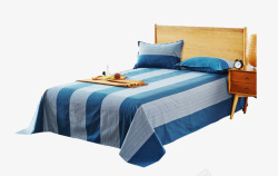 蓝色老粗布简洁老粗布床品高清图片