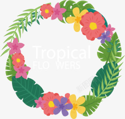 热带风情三亚湾热带风情花环矢量图高清图片