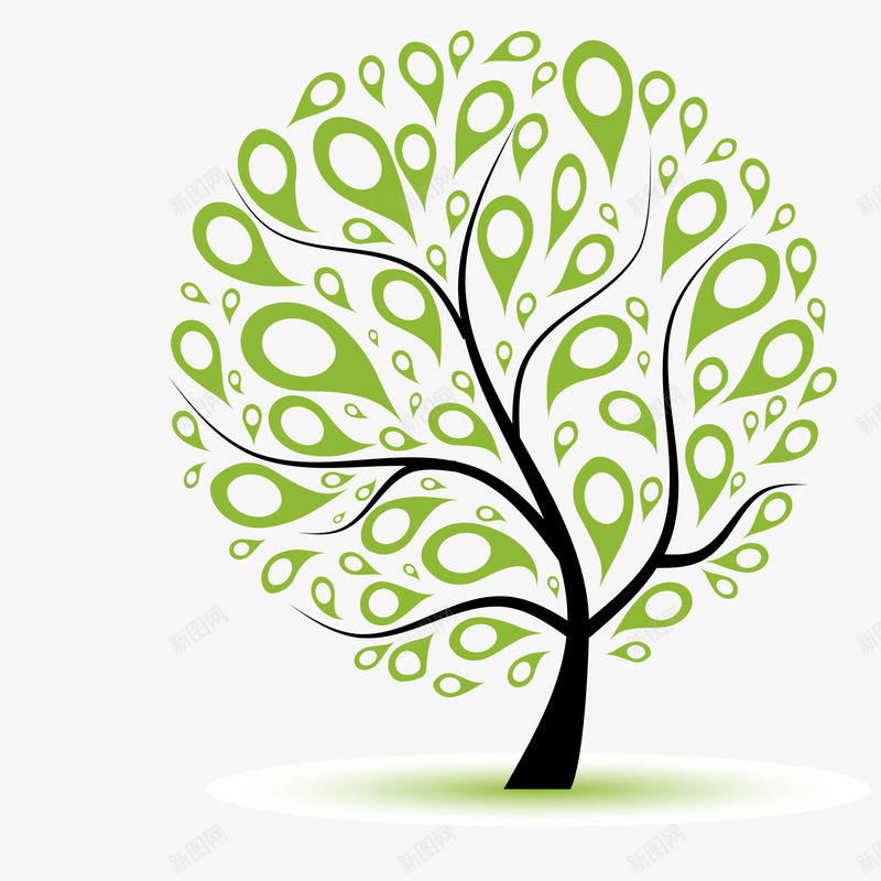 卡通手绘绿色的树png免抠素材_新图网 https://ixintu.com 创意 动漫动画 卡通手绘 树枝 精美的树 绿色