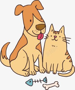小动物插画卡通猫狗矢量图高清图片