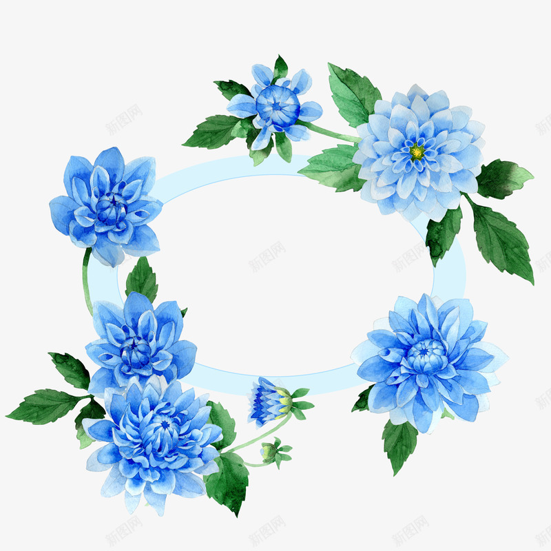 手绘蓝色花朵花环png免抠素材_新图网 https://ixintu.com 手绘 手绘蓝色花朵花环 花朵 花环 蓝色 装饰