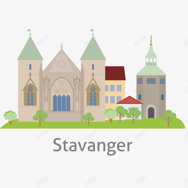 stavanger挪威城市卡通建筑png免抠素材_新图网 https://ixintu.com 卡通 学习 建筑