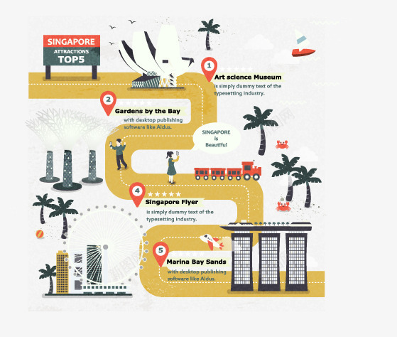 新加坡黄色城市街道和建筑矢量图eps免抠素材_新图网 https://ixintu.com 城市旅游 新加坡 装饰 矢量图