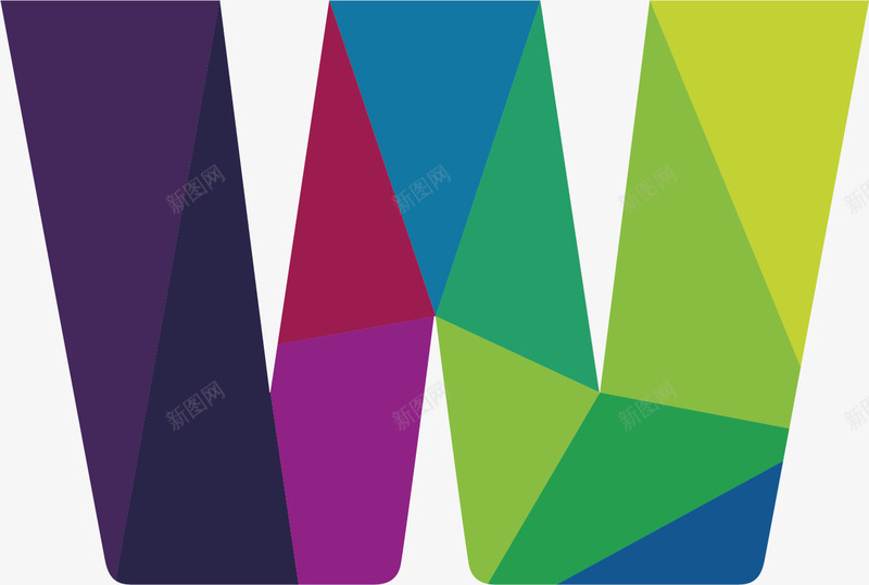 英文字母Wpng免抠素材_新图网 https://ixintu.com 三角形 四边形 彩色组合 英文字母 装饰